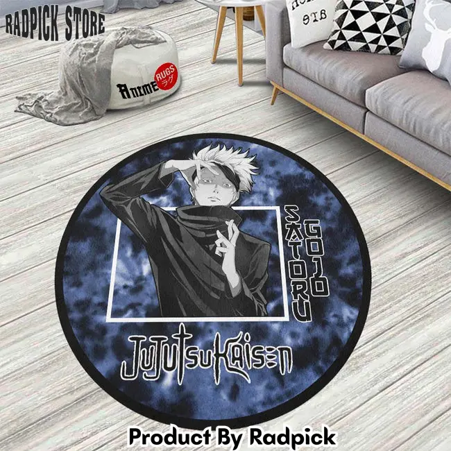 Satoru gojo round rug custom tie dye style jujutsu kaisen anime circle carpet  rp0000122